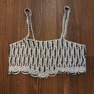 Forever 21 Brown/ Cream Crochet Knit Crop Top